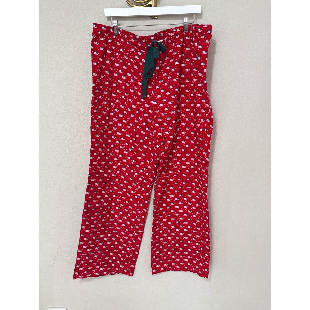 Vineyard Vines Pajama Pants XL Red Holiday Whale Print Cotton Flannel Bottoms